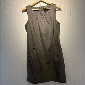 HIZAO size S, green-gray grungecore sheath dress with exposed zipper GUC